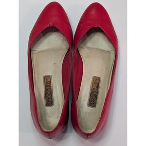 Westies Pointed Toe Wedge Flats Womens 7.5 Red Fair Vintage Leather V-Cut Vamp